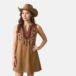 Andrée by Unit NEW Western Embroidered Faux Suede Southwestern Boho Dress Size S